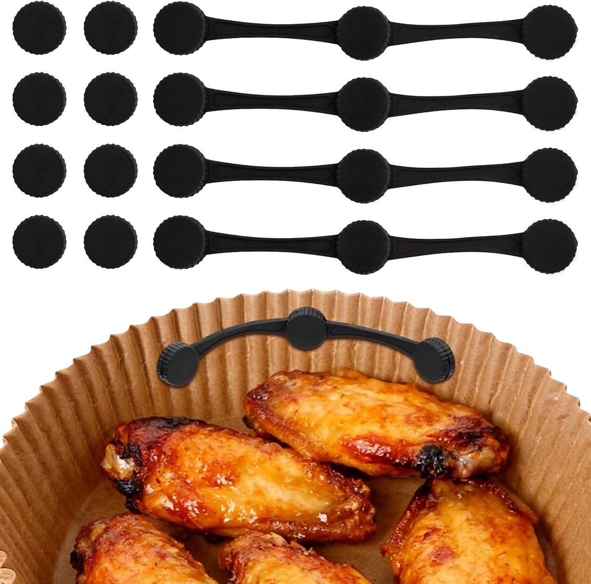 Siliconen Magnet Clips voor Airfryer - 4 Stuks, Warmtebestendige Veiligheidsclips voor Bakpapier en Voedselbedekking, Voorkom Brandgevaar en Beschadiging