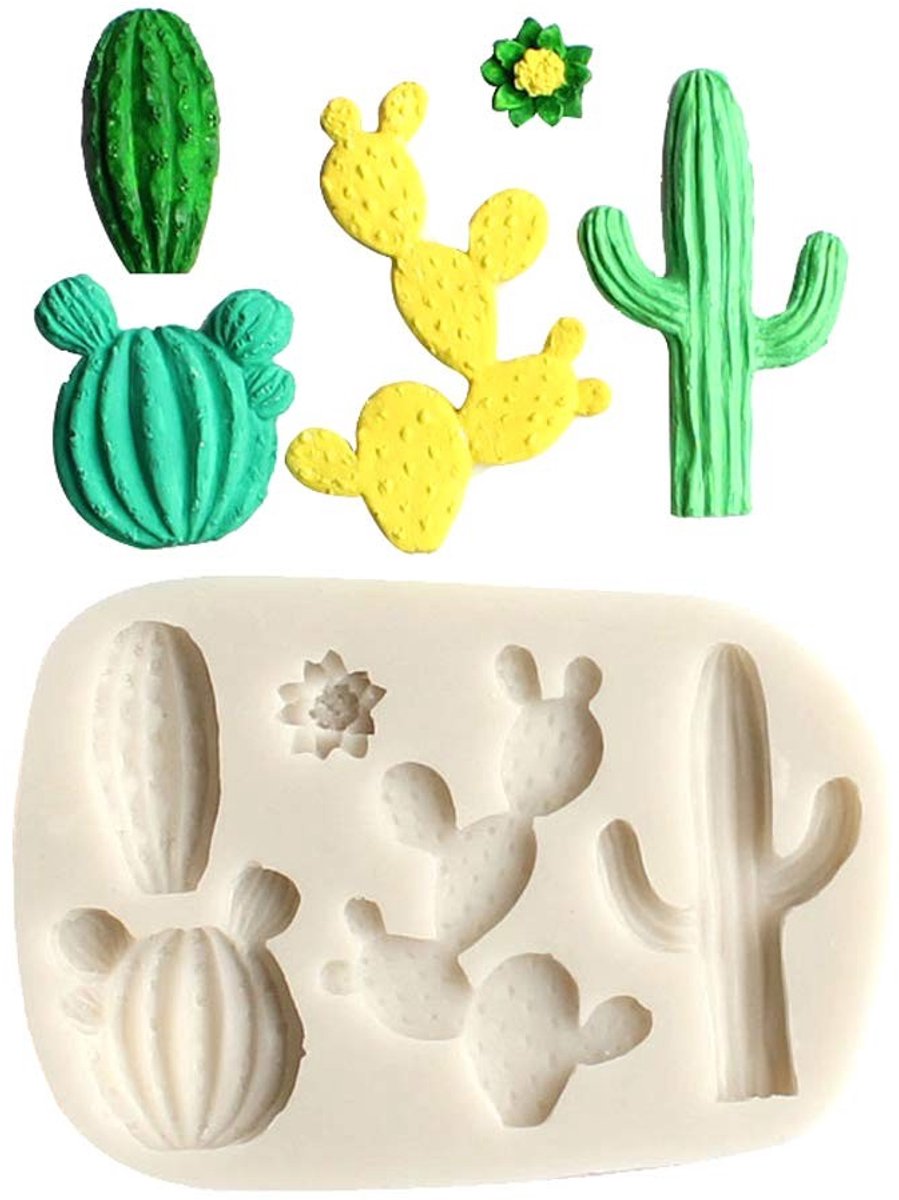 Dailygoody - Cactus Siliconen Mal - DIY Cake Decoratie - Flexibel en duurzaam - Wit - Chocolade Mallen - Perfect voor cupcakes en snoep - Geschikt voo...