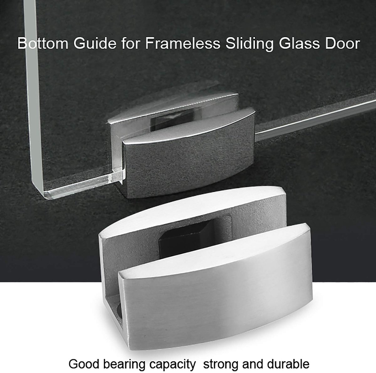 Dailygoody - Floor Guide - Roestvrij Stalen Deurgids - Voor Schuifdeuren - Zilver - Stabiliteit - Voor Frameloze Glasdeuren - Zware Dienst