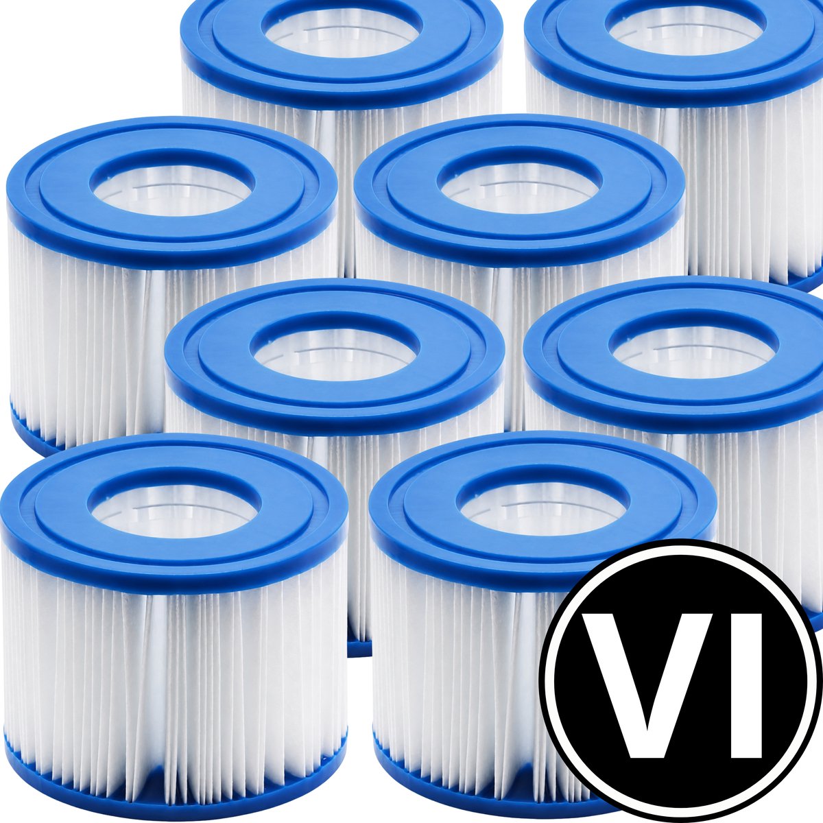 8 stuks VI Whirlpool Filter Geschikt voor Lay Z Spa | Bestway Filter 58323 | Bubbelbad Cartridge Miami Vegas Monaco Palm Springs | All Smiles Filterbundel