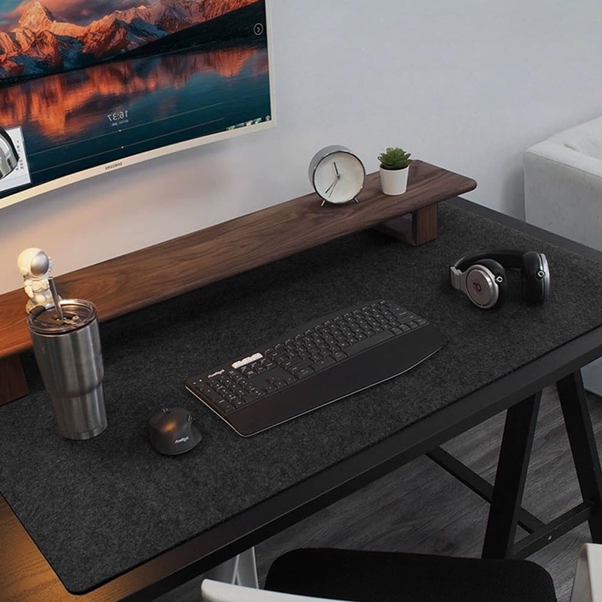 Grote Vilt Bureau Onderlegger XXL 90 x 43 cm 3mm Dikte Antislip Bureau Mat voor Thuis en Kantoor, Ideaal voor Laptop en Computergebruik