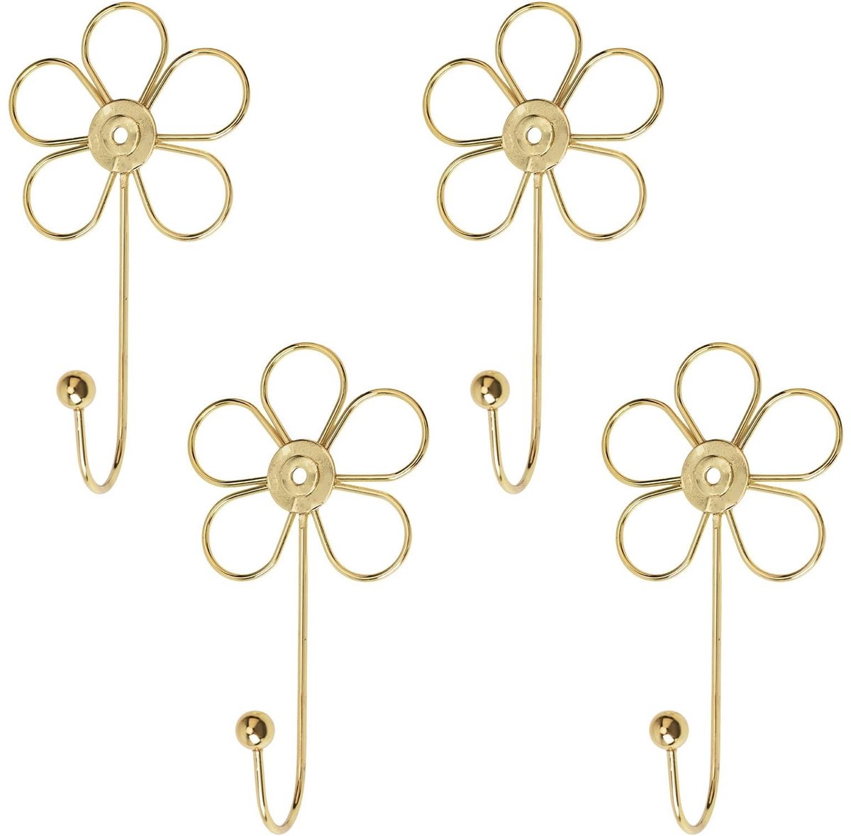 Dailygoods - Dailygoody - Bloem Decoratieve Muurhaak - Wandmontage Haken - Gouden Kleur - Creatieve Haak voor Sjaals en Sleutels - Veilig voor Kinderen