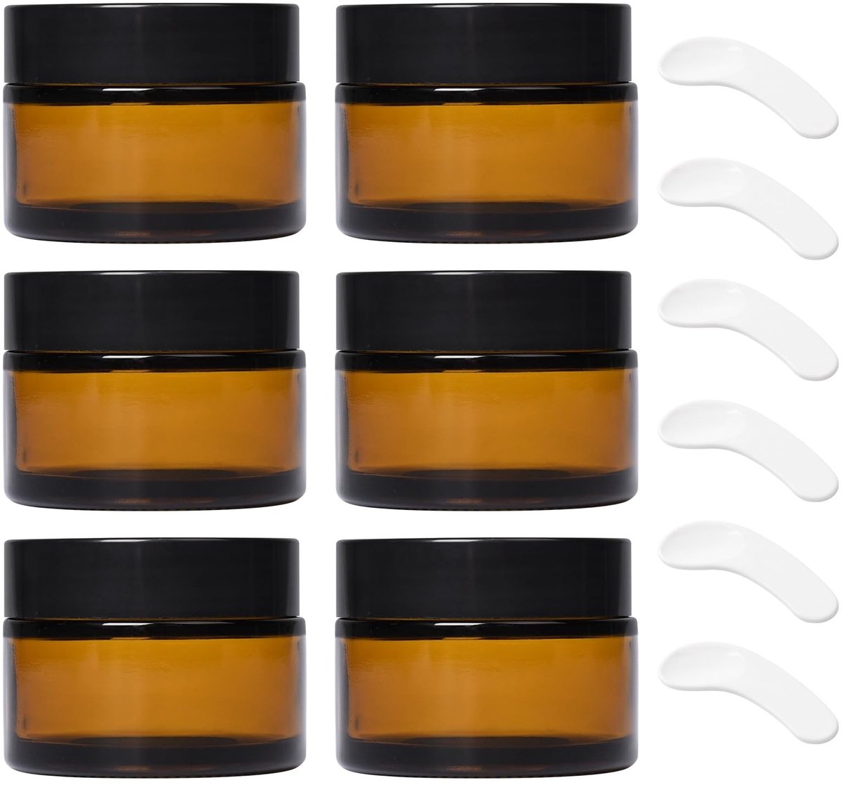 Dailygoods - Cosensi - Dailygoody - 6 Pcs 40ml Jars - Amber Glass Jars - Duurzaam en Herbruikbaar - Mini Jars voor Lotion - Perfect voor Reizen - Ideaal voor Cosmetica