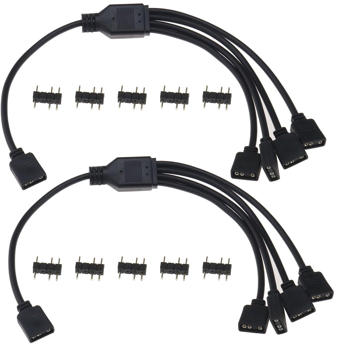 Dailygoods - Dailygoody Splitter Kabel - RGB Ventilatoruitbreiding - Zwart - 5V 3 Pin - Mannelijke Pins - Geschikt voor Computer Chassis