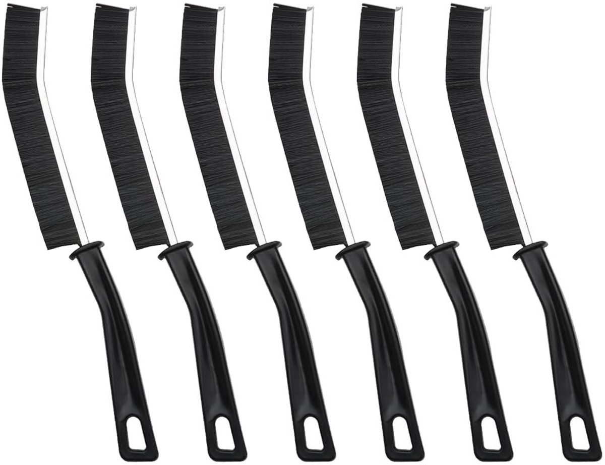 Dailygoods - Dailygoody - 6 stuks borstels - spleetreiniging - ergonomisch handvat - zwart - badkamerborstels - tegels en voegen - geschikt voor keuken en douche