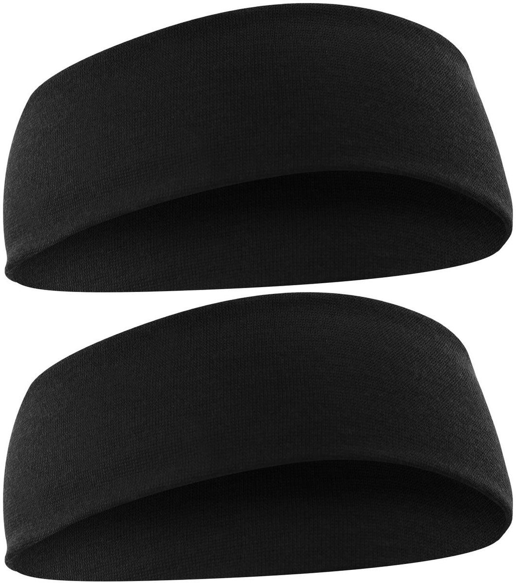Dailygoody - Sportbanden - Elastische haarbanden - Antislip voor training - Zwart - Zweetbanden - Geschikt voor joggen en fitness - 2 stuks