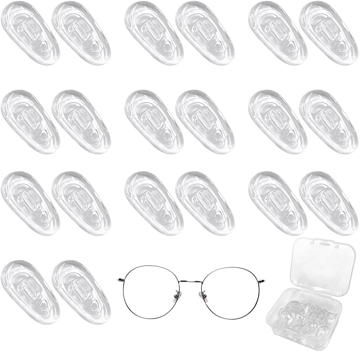 Dailygoody - Glazen neuspads - Siliconen neuspads - Antislip - 10 paar - Brilneuspads - Voor brillen en zonnebrillen