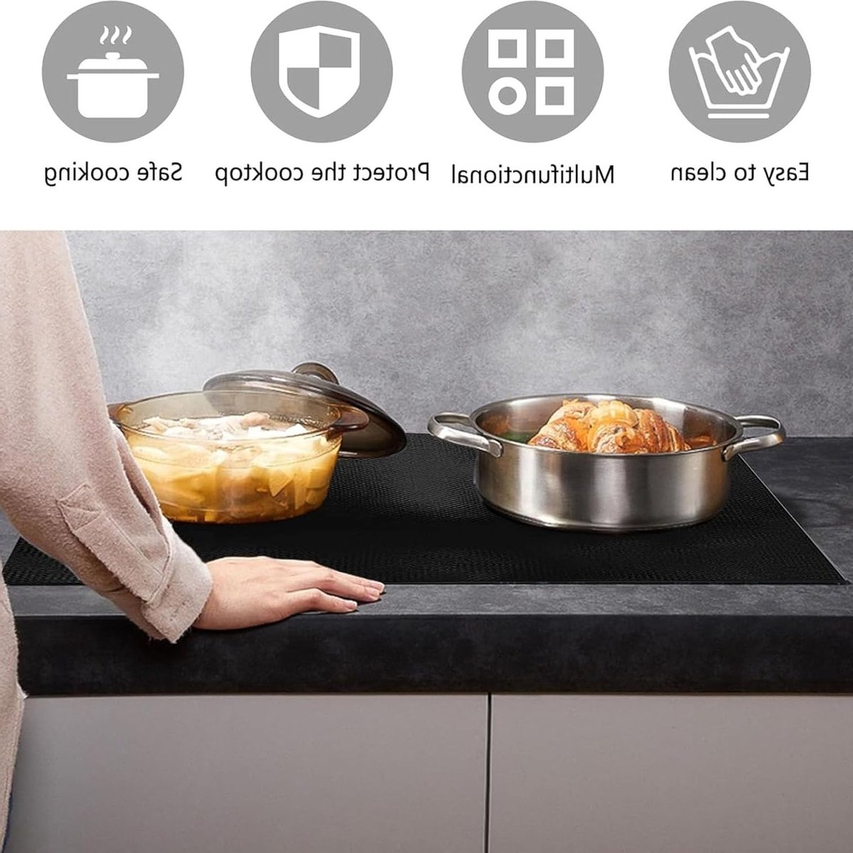 Grote siliconen beschermmat voor inductiekookplaat hittebestendige antislip en magnetische ondergrond voor optimale bescherming van uw kookplaat