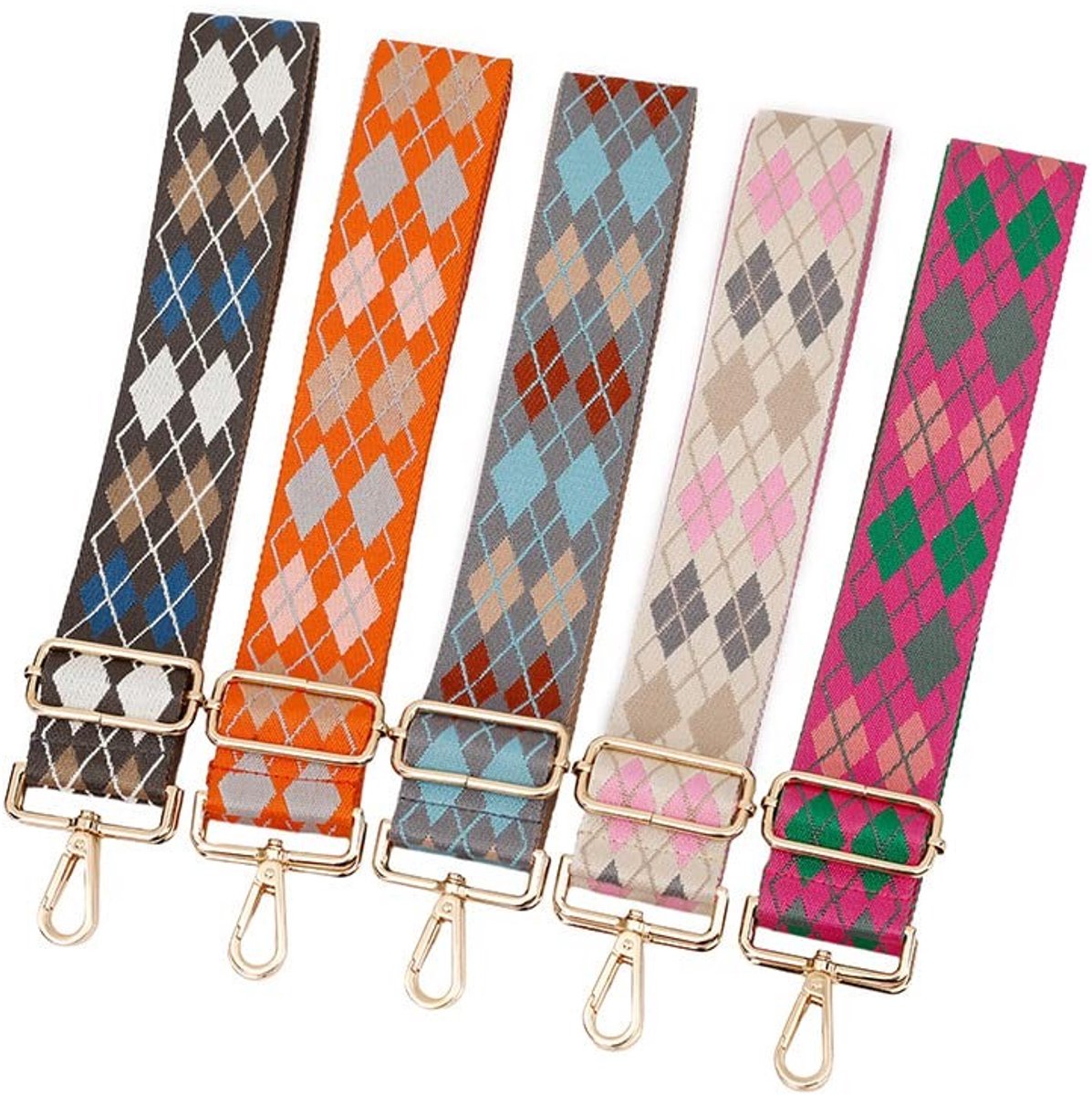 Dailygoods - Verstelbare Tasriem met Karabijnhaak en Ruitenpatroon