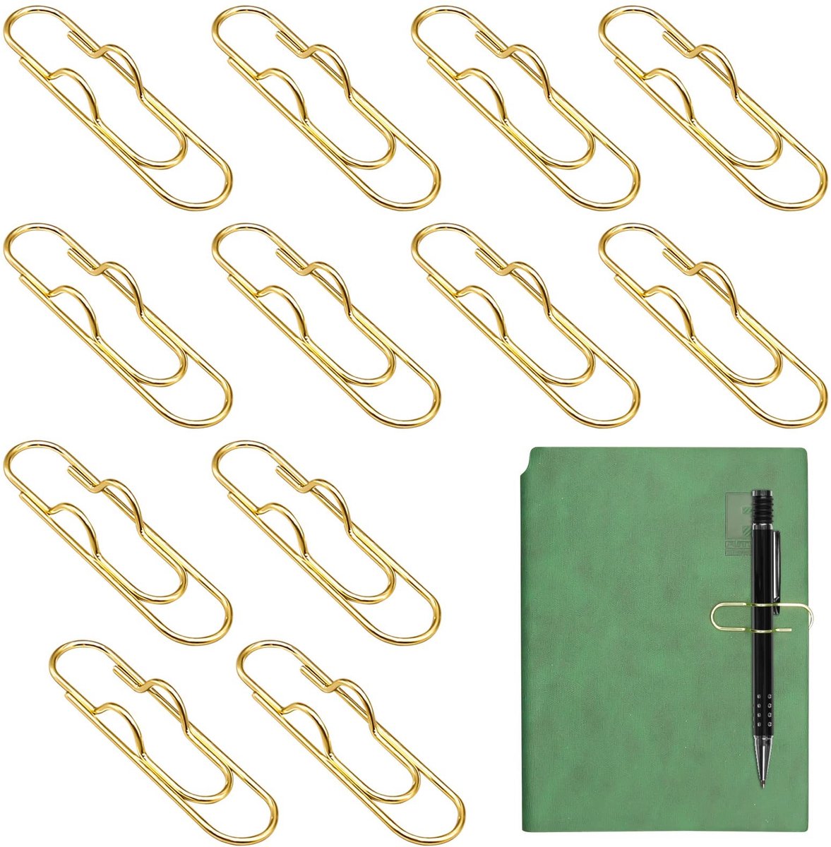 Dailygoods - Dailygoody - 12 metalen pen clips - multifunctionele paperclip - handige penhouder - 7,19 x 1,98 x 0,99 cm - bladwijzer - geschikt voor boeken - gebru