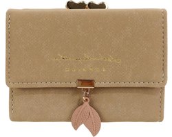 Trendy damesportemonnee met bladhanger, PU-leer, 7 kaartvakken en Kiss-Lock vak voor kleingeld, bruin, compact en stijlvol accessoire voor dagelijks gebruik