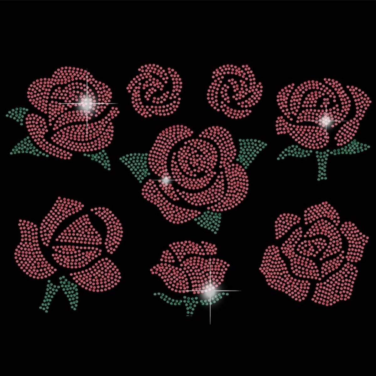Dailygoods - Dailygoody - Rozen - opstrijkbare steentjes - multifunctioneel - verschillende rozen - warmteoverdrachtstickers - ideaal voor T-shirts en kleding - 1