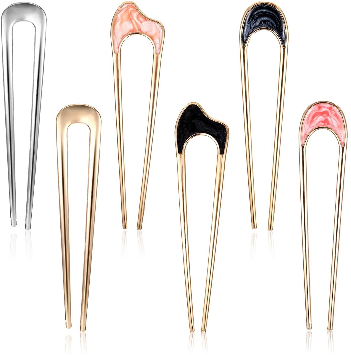 Dailygoods - Dailygoody - Haarspelden - Metalen U-vormige haarvorken - Goud en zilver - Haaraccessoires voor opsteekkapsels - Geschikt voor vrouwen en meisjes