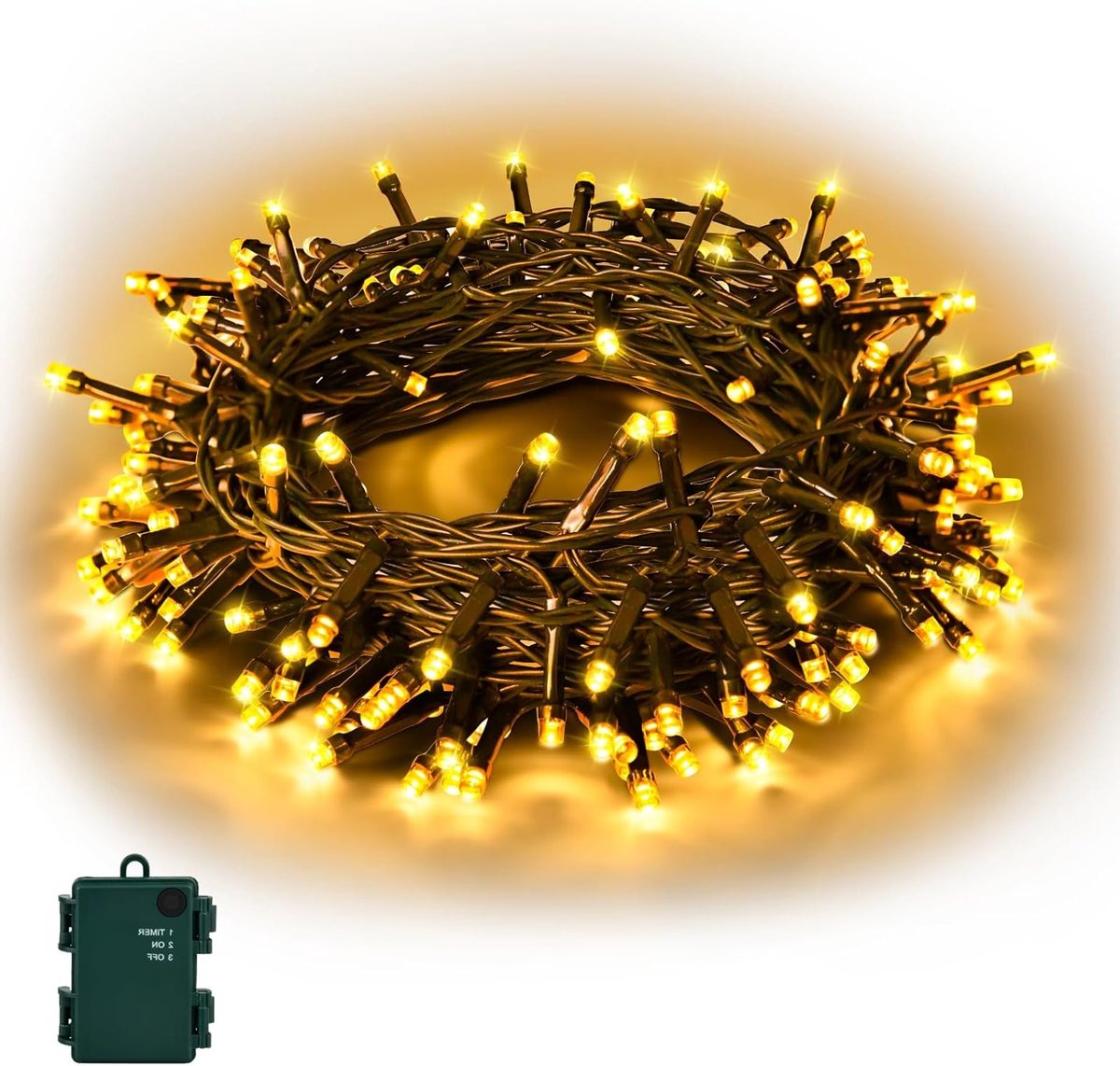 50 LED Sfeerverlichting Buiten met Batterij en Timer - Waterdicht IP65 voor Tuin, Feest en Decoratie in Warm Wit
