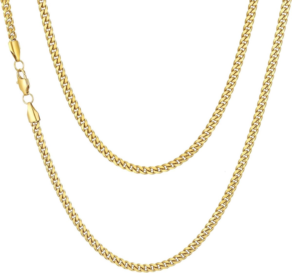 Ketting Heren - Kettingen Dames - Dagelijks Gebruik - Roestvrij Staal - 3-8mm Breed 45-66cm - Goud Zilver Zwart