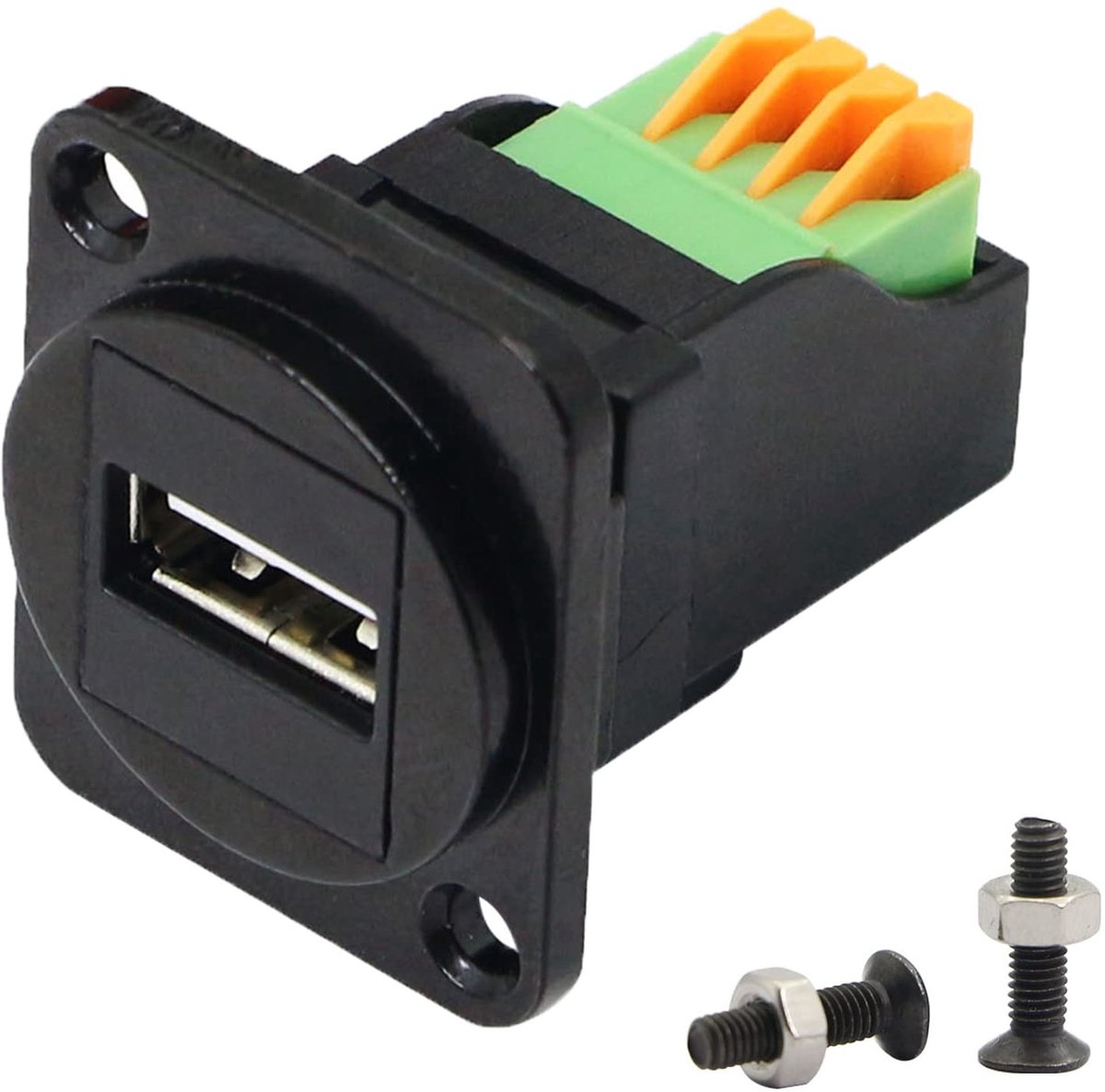 Allecto - USB 2.0 Panel Mount Adapter - Solder-free 4 Pin Crimp Connector
