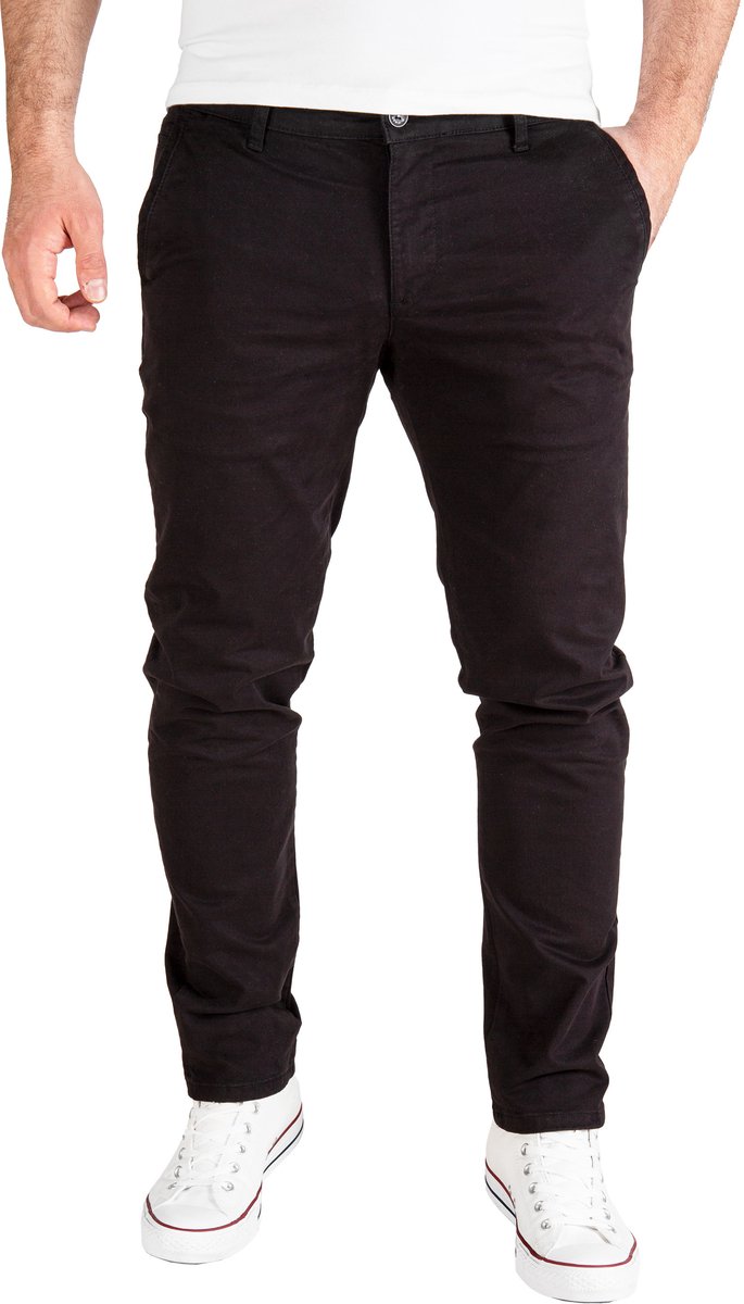 PITTMAN Heren Chinobroek Derrick – Slim Fit – Katoen Stretch – Zwart – 5-pocket