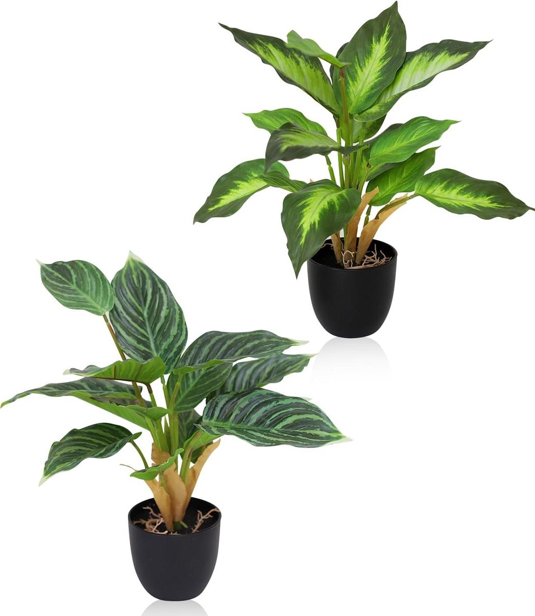 2 stuks kunstplanten als echt, kunstplanten in pot, Monstera kunstplanten, nepplant, kamer