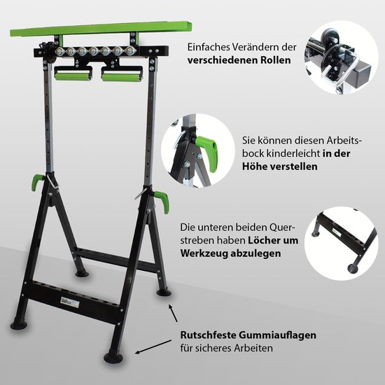 Rollenbok Hoogteverstelbaar 68-110cm - Inklapbaar, 60kg Draagkracht, Anti-slip, 4kg