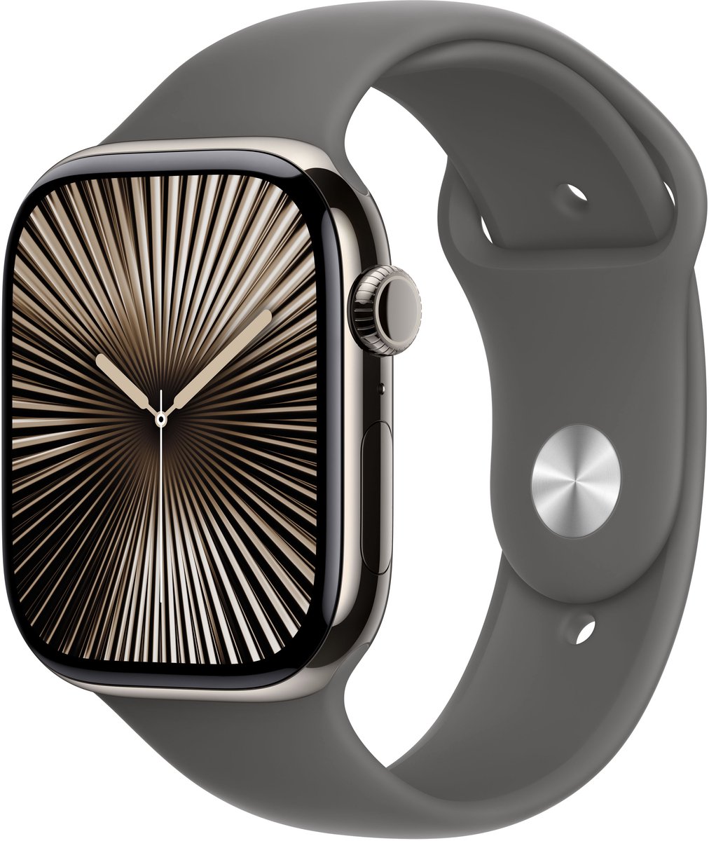 Apple Watch 10 46mm GPS+4G Titan Sport - M/L naturel/steengrijs