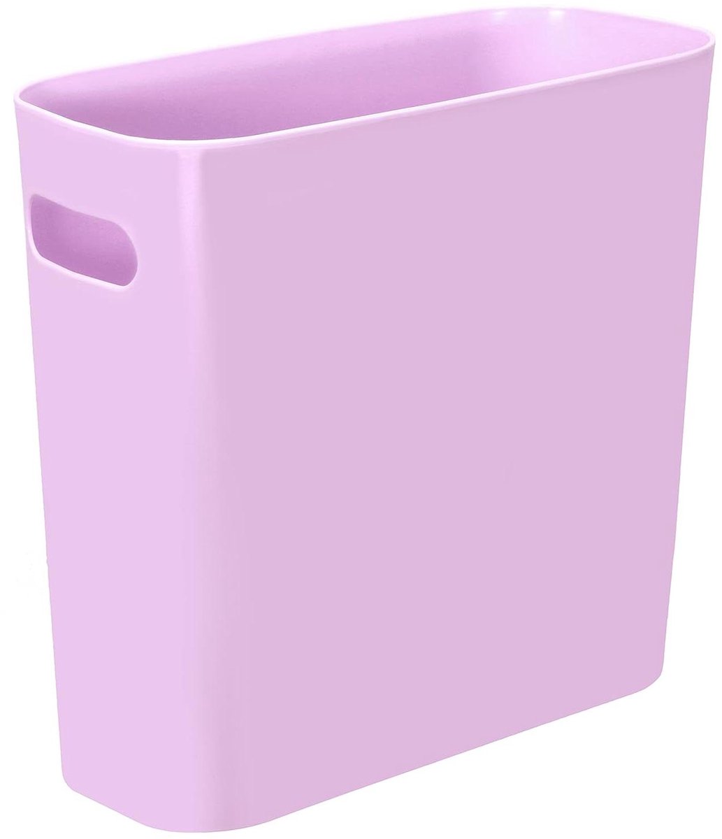 Slanke Vuilnisbak - Kleine Afvalemmer - Ruimtebesparend Gebruik - Met Handgrepen - 55 Liter Capaciteit - Paars