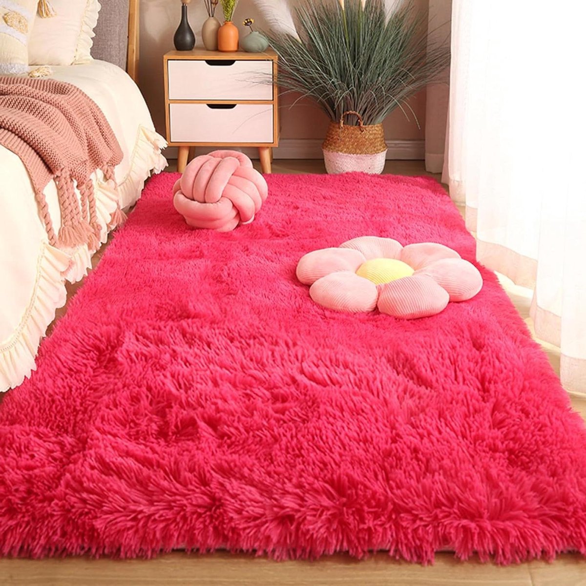 Hoogpolig Vloerkleed - Pluche Tapijt Zacht - Woonkamer Slaapkamer - Antislip Onderkant Vlo