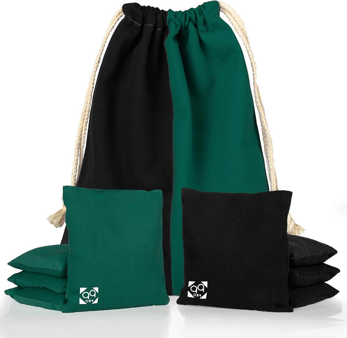 Cornhole Tassen Set - Bean Bags - Buiten Spelen - All Weather Ontwerp - 8 Stuks - Groen Zwart