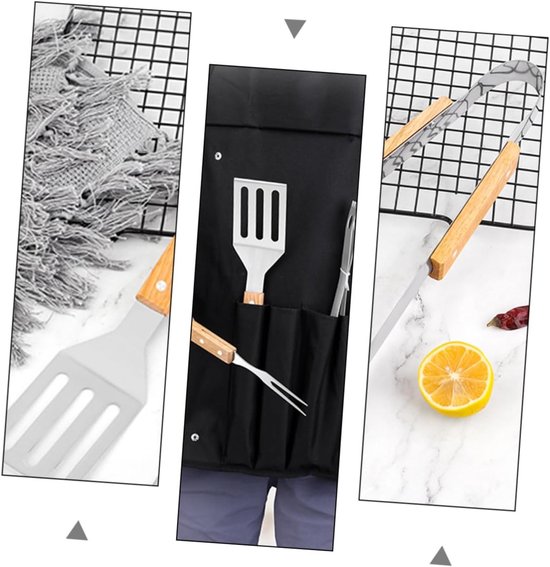 BBQ gereedschap set - RVS barbecue tools met houten handgreep - met ...