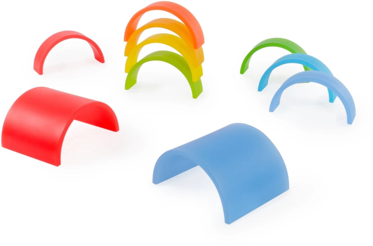 Guidecraft speelgoed regenboog bogen en tunnels karton educatief.