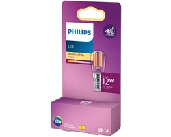 Philips LED lamp - T25 lampvorm - Koelkastlampje met E14 fitting - Warmwit licht: 2700K - 12W - Helder glas