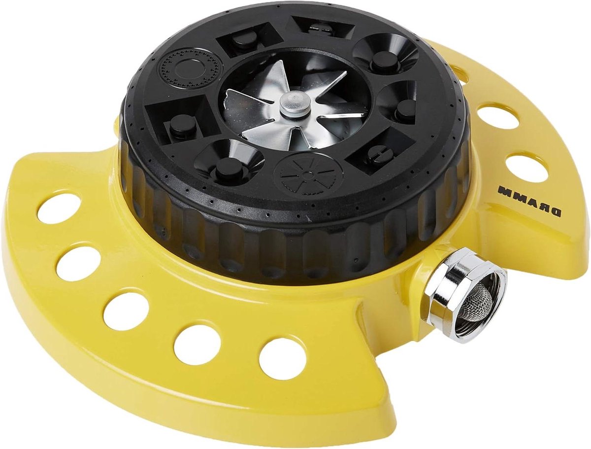 Torentje Sproeier - Gazon Sproeier - Tuin Bewatering - 9 Waterpatronen - Zware Metalen Basis - Geel