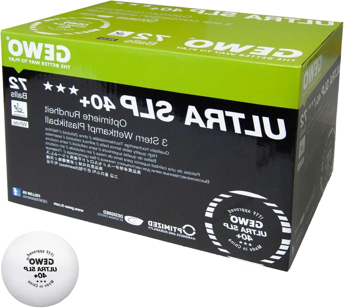 Tafeltennisballen - Plastic ballen - Wedstrijd training - Naadloos 40+ design - 72 stuks - Wit
