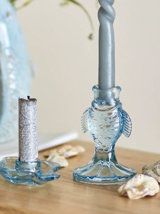 Kandelaar glas blauw Linley - set van 2
