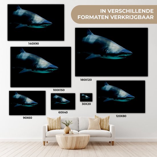 Canvas schilderij 30x20 cm - Wanddecoratie Haai - Macro - Water - Muurdecoratie woonkamer - Slaapkamer decoratie - Kamer accessoires - Schilderijen op canvas