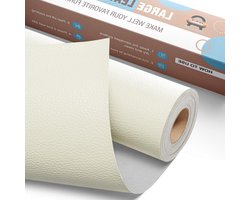 Complete Faux Leather Reparatieset voor Meubels, Auto-interieur en Tassen - Zelfklevende Patches, 40 x 80 cm, Elfenbeinweiß