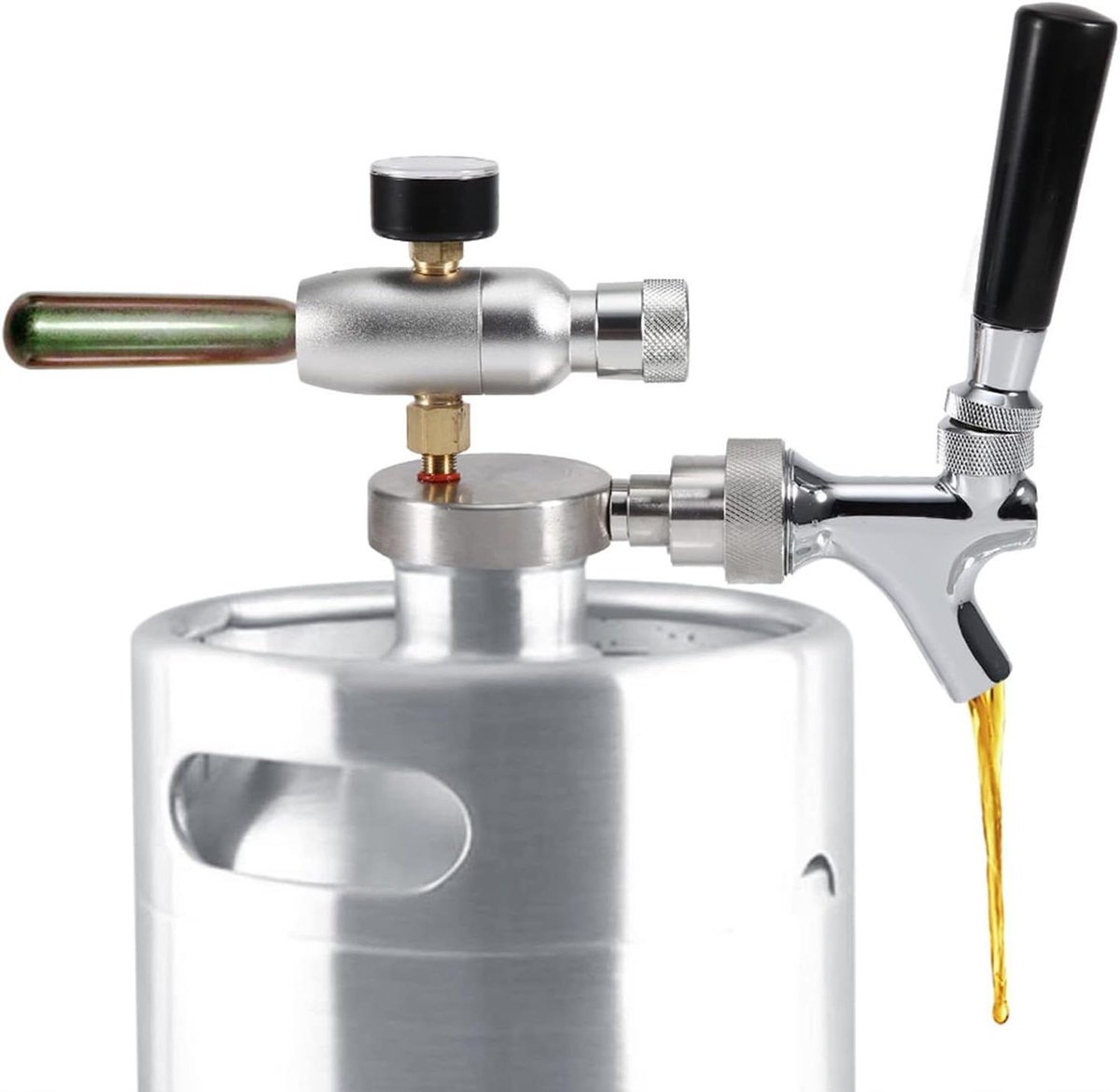 Biervat Kraan - Biertap Fust - Bier Tappen - Roestvrij Staal - Voor 2-4L Fust - Zilver