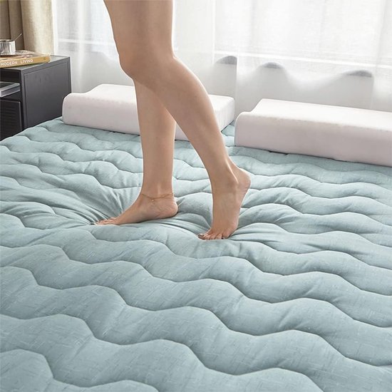 Japanse Futon Matras - Vloermatras Topper - Comfortabel Slapen - Huidvriendelijk Pluche - 180x200cm - Groen — afbeelding 2