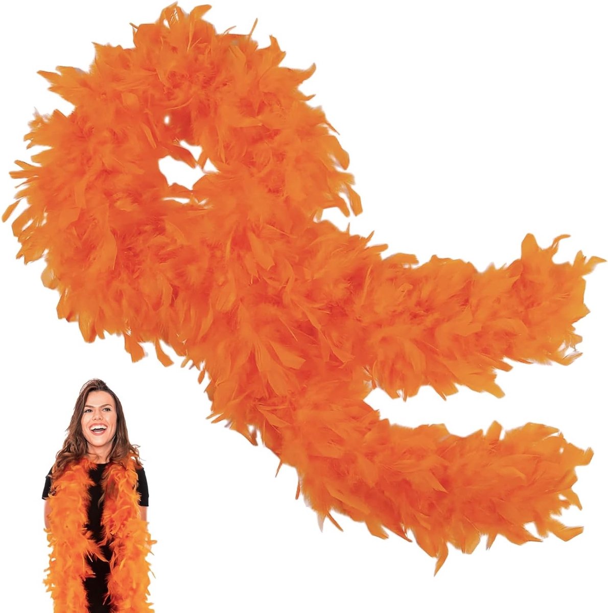 Oranje Veren Boa voor Dames - 2M Natuurlijke Turkse Veren, Fluffy Sjaal voor Feestjes, Huwelijken en Halloween Decoratie