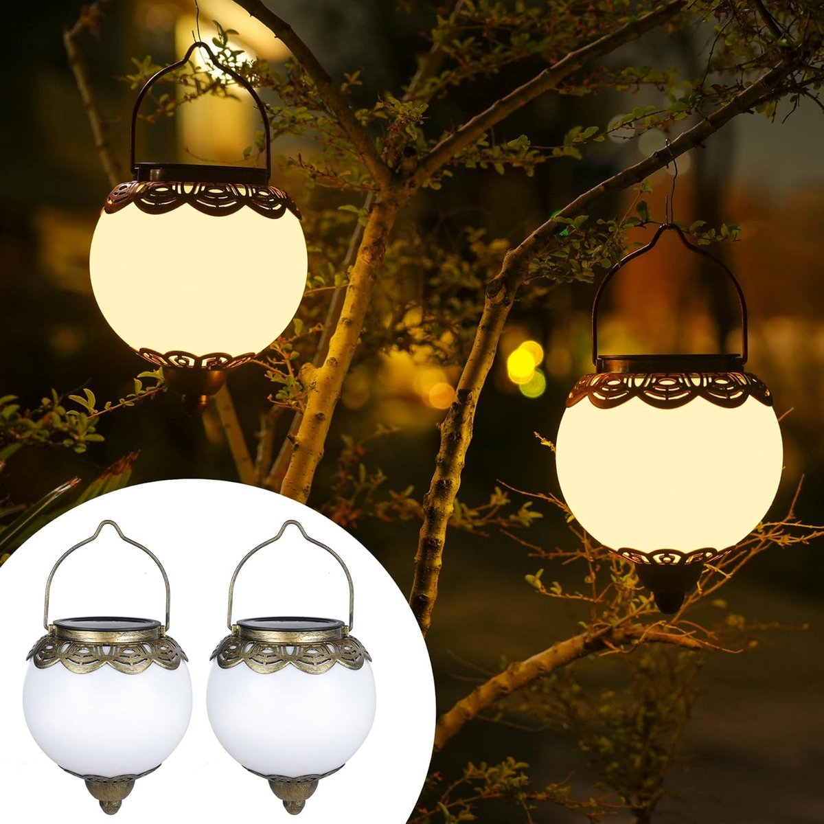 Zonne Lantaarns - Buitenlampen Set - Tuin Decoratie - IP65 Waterdicht - 41cm Hoog