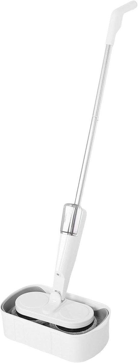 Elektrische Dweil - Vloerreiniger Stomer - Snel Vloeren Schoon - Ingebouwde Verlichting Sproeier - Draadloos Oplaadbaar - Wit