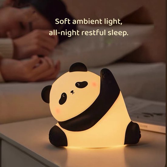 Kungfu Panda Nachtlamp - Schattige LED Kinderlamp van Siliconen - Oplaadbaar Bedlampje met Warm Licht - Nachtlampje voor Kinderkamer & Babykamer — afbeelding 4