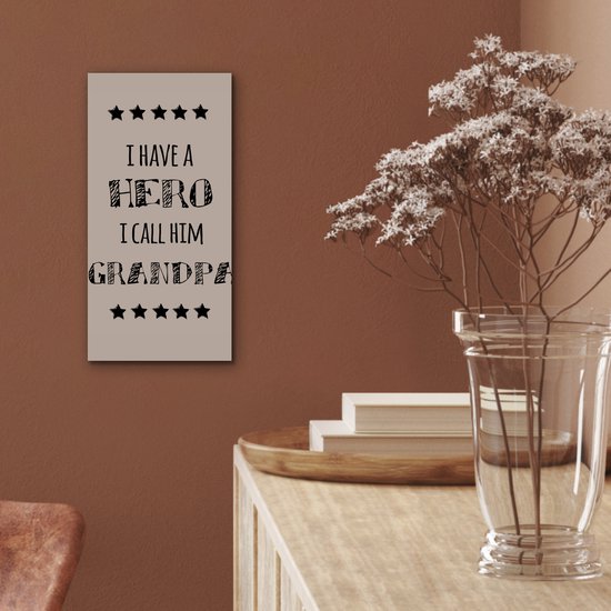 Décoration murale Métal - Aluminium Peinture Industrielle - Citations - J'ai un héros je l'appelle grand-père - Dictons - Grand-père - 20x40 cm - Dibond - Photo sur aluminium - Décoration murale industrielle - Pour le salon / la chambre