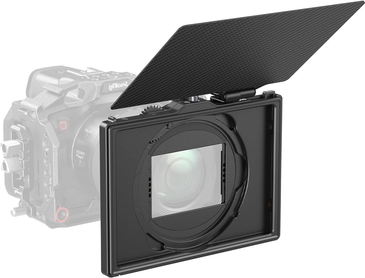 Matte Box Quick Release met Verstelbare Klem van 67mm - 82mm voor DSLR en Mirrorless Camera's, Compact Ontwerp zonder Vignettering, Inclusief 4 x 5.65" Filterframe