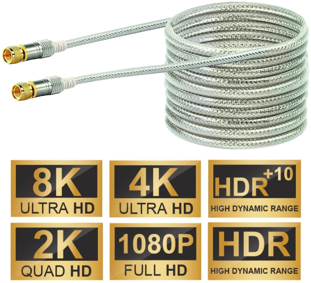 Schwaiger 15m Sat-kabel 110dB 8K 4K HD TV antennekabel F-stekker coaxiaal coax-kabel