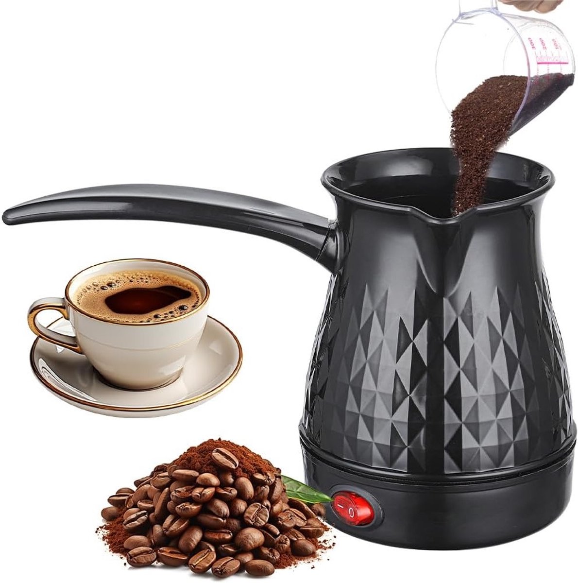 Elektrische Koffiekan 500 ml - Inductie Mocha en Espresso Koker voor Thuis, Camping en Kantoor, Ideaal voor Turkse Koffie en Melk