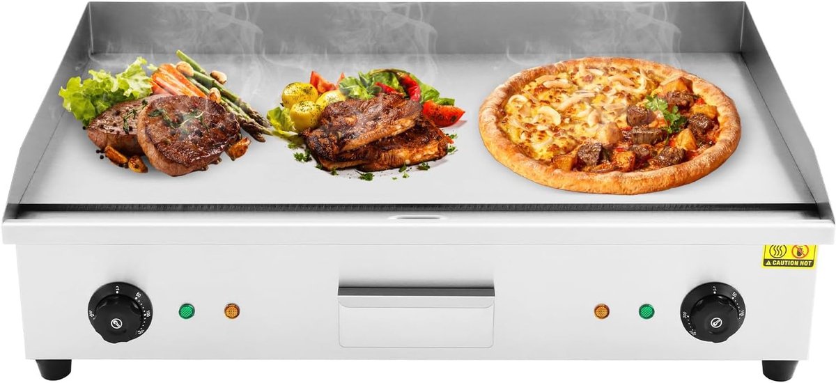 Elektrische grillplaat Teppanyaki tafelgrill Professioneel koken Snel op temperatuur 40 x 72 cm Zilver