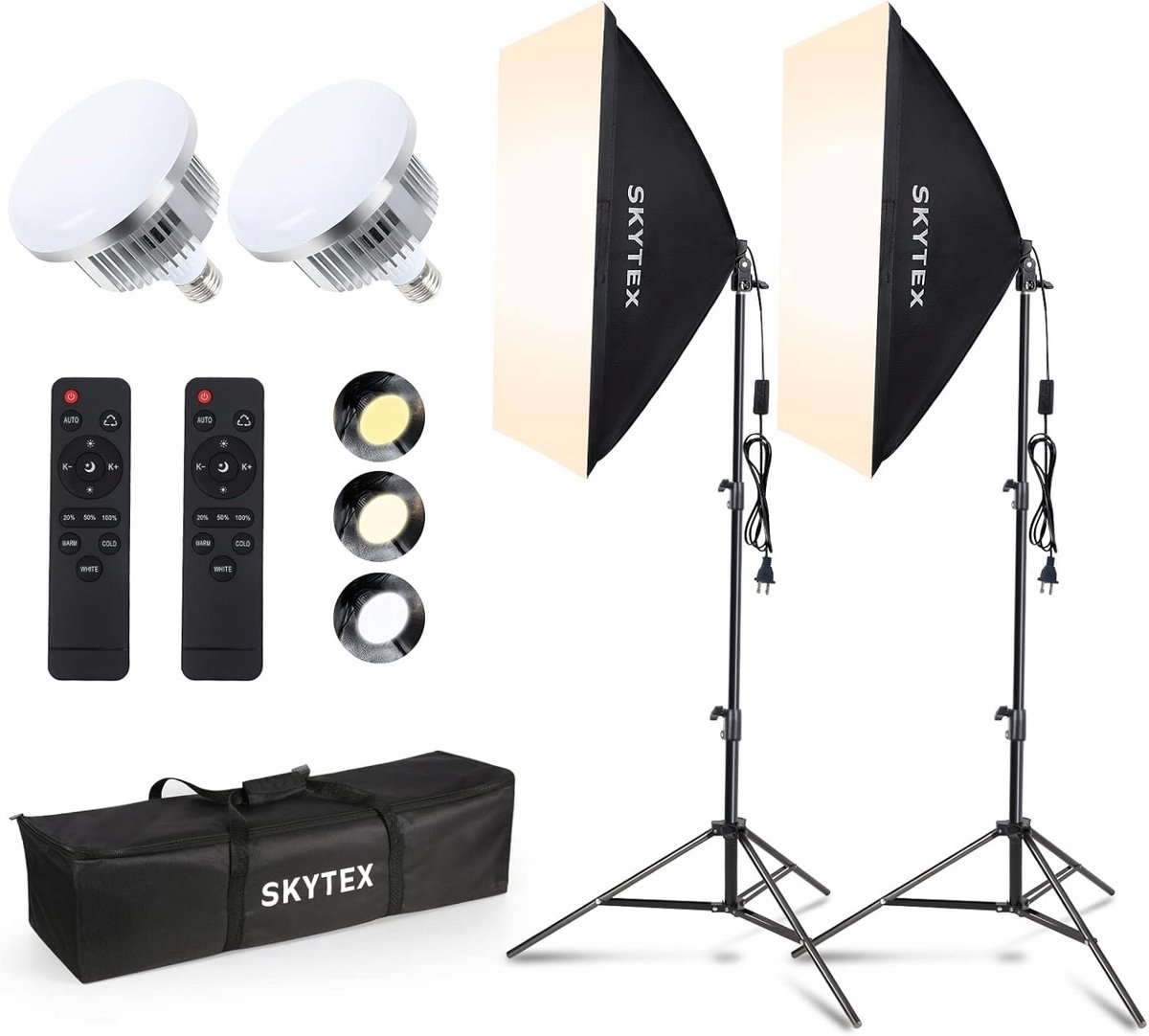 Softbox verlichtingsset 2x20x28 inch met 2x 85W E27 LED lampen 2700-6400K