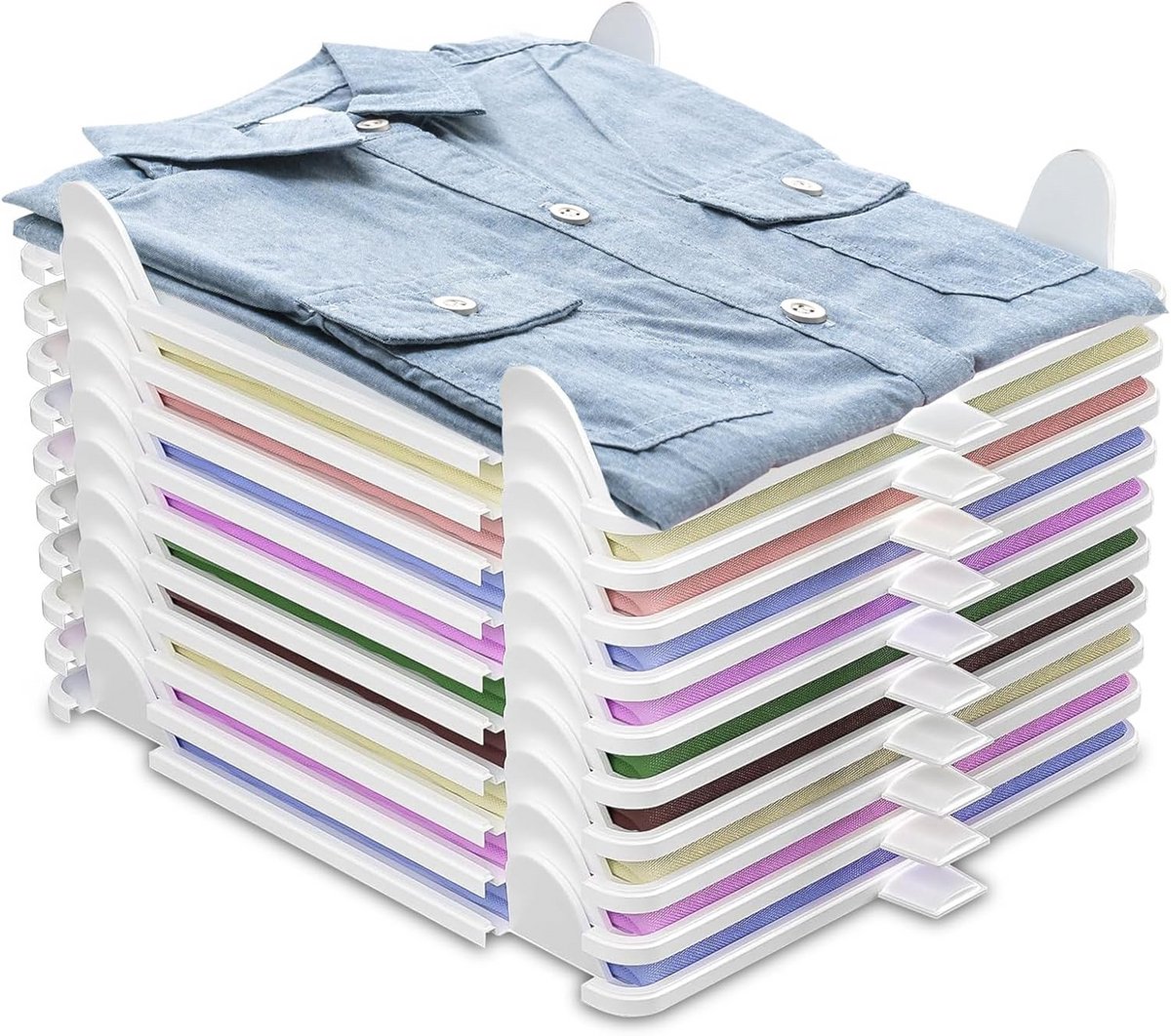 Ruimtebesparende Kledingorganizer - 10 Stuks - Plastic - Wit - 33 x 26.3 x 10.5 cm
