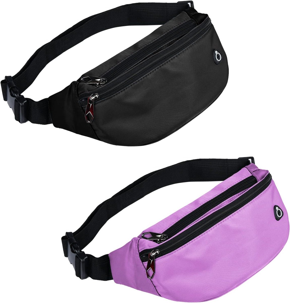 Heuptas voor dames en heren - Lichtgewicht en waterdichte sporttas voor reizen, wandelen en hardlopen in een stijlvolle zwarte design met paarse accenten