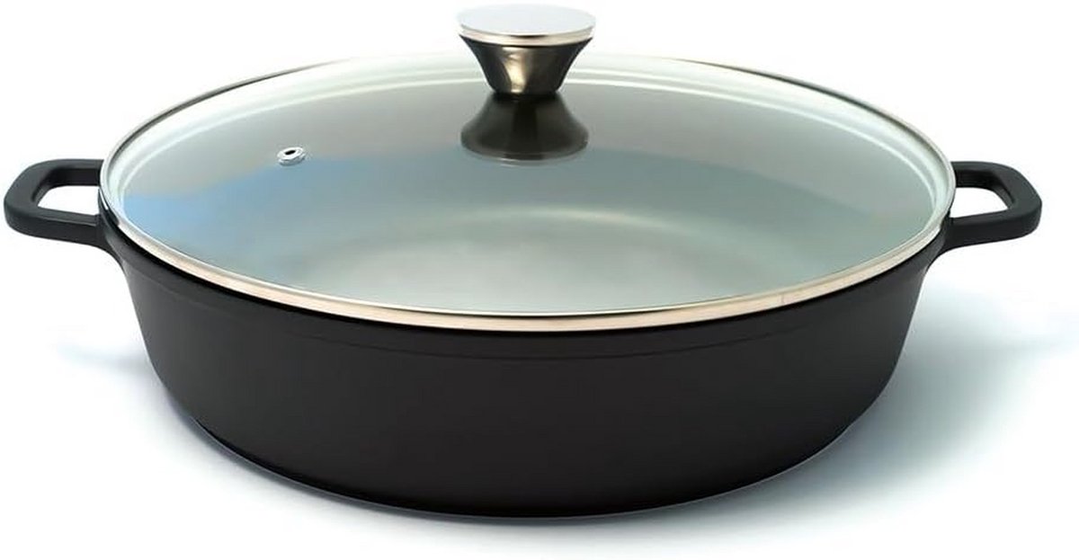 Gegoten Aluminium Braadpan 32 cm met Antiaanbaklaag en Glazen Deksel